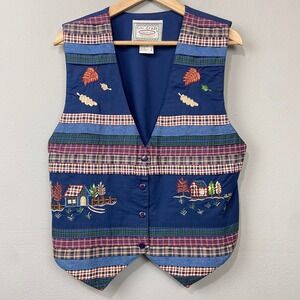 Vintage‎ Citi-Craze Patchwork Vest Sz L Cottagecore Fall Embroidered Grandmacore